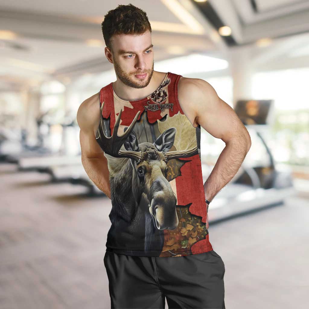 Personalized Canada Moose Men Tank Top Canadian Flag Maple Leaf Vintage