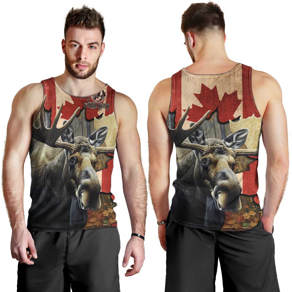 Personalized Canada Moose Men Tank Top Canadian Flag Maple Leaf Vintage