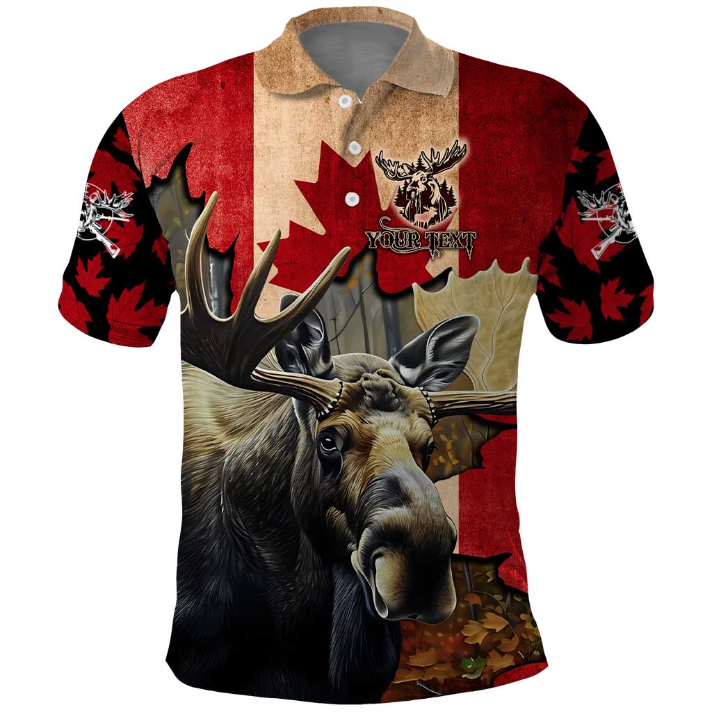 Personalized Canada Moose Polo Shirt Canadian Flag Maple Leaf Vintage