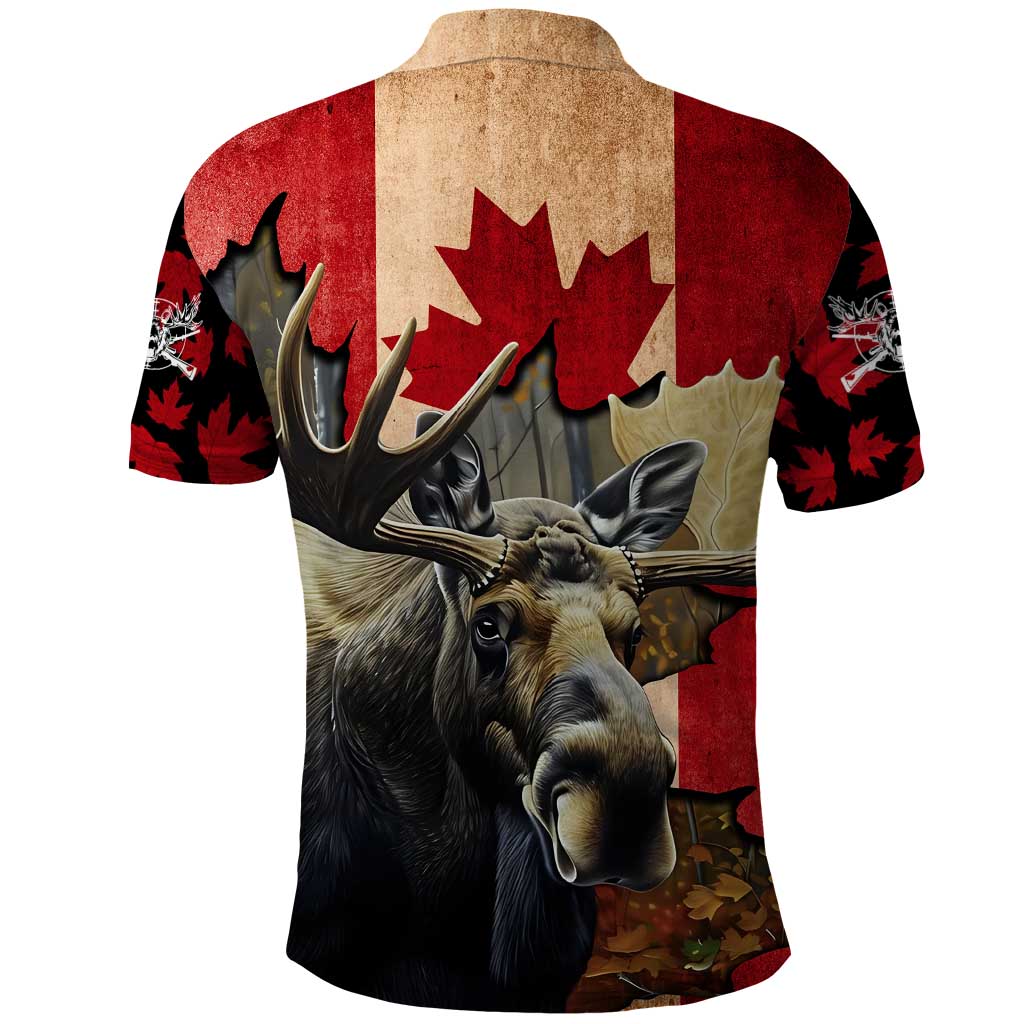 Personalized Canada Moose Polo Shirt Canadian Flag Maple Leaf Vintage