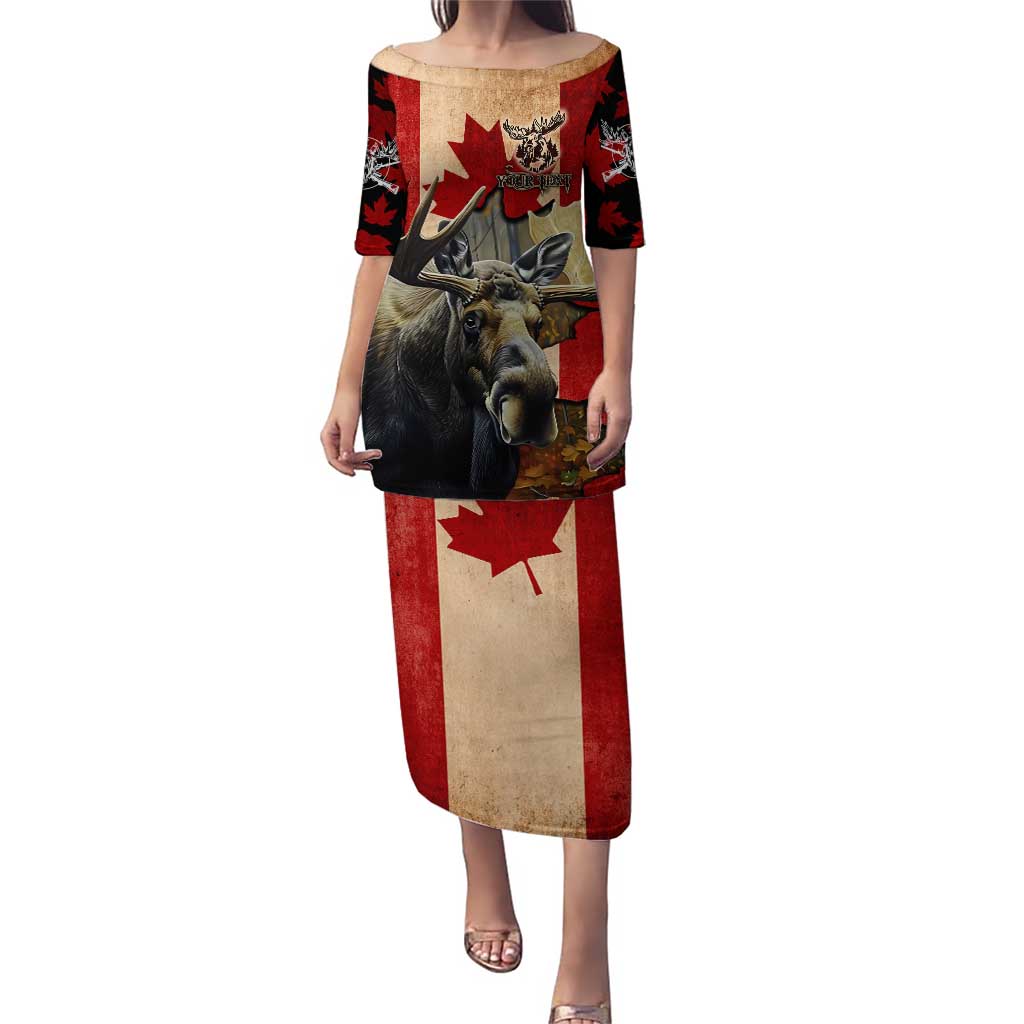 Personalized Canada Moose Puletasi Canadian Flag Maple Leaf Vintage