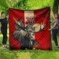 Canada Moose Quilt Canadian Flag Maple Leaf Vintage
