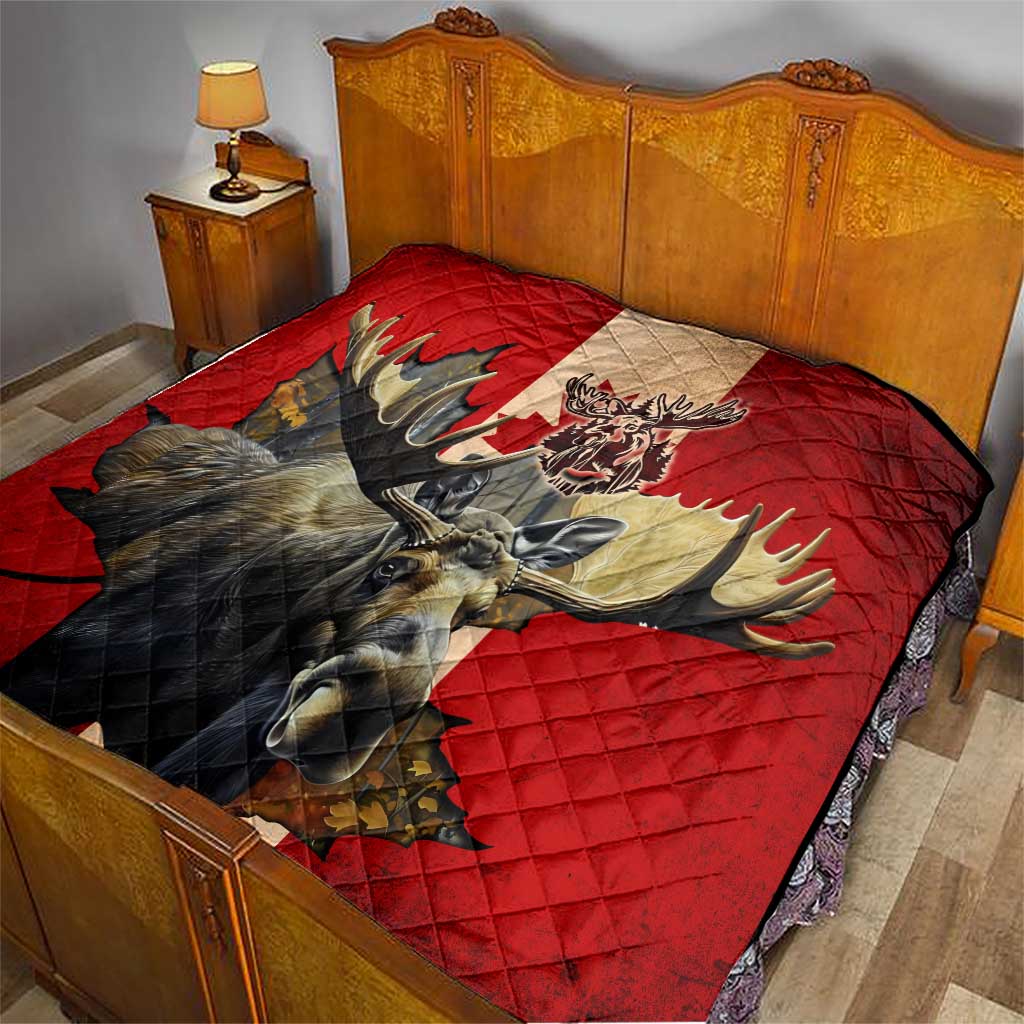 Canada Moose Quilt Canadian Flag Maple Leaf Vintage