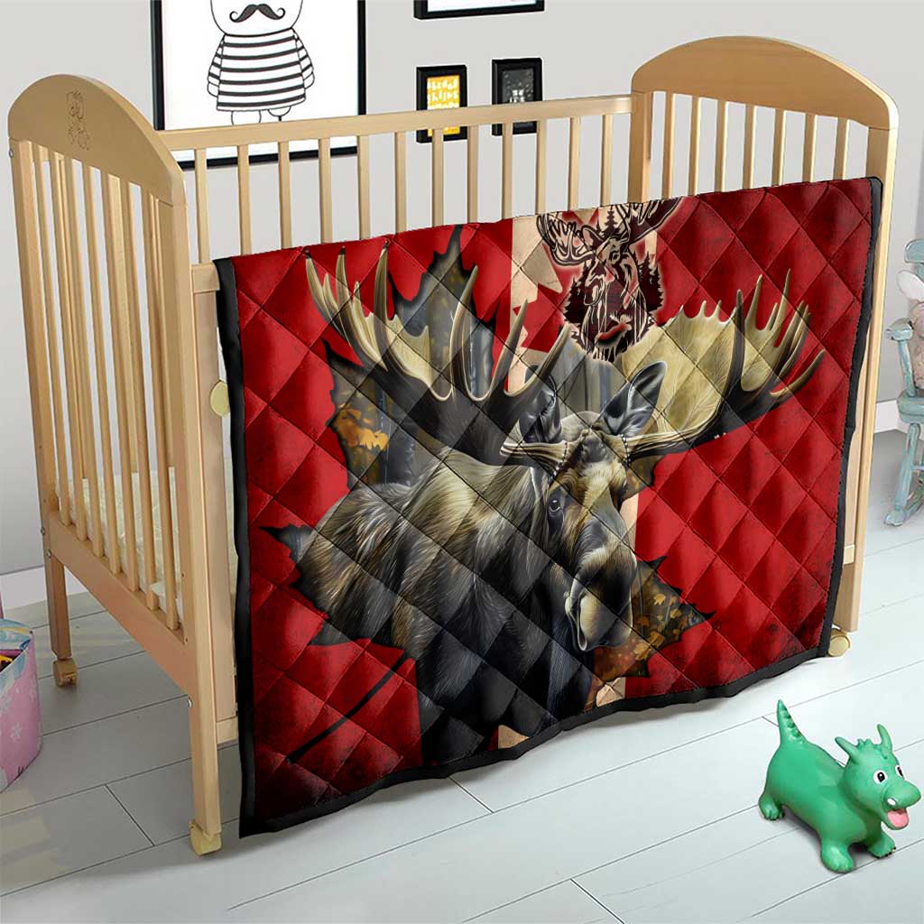 Canada Moose Quilt Canadian Flag Maple Leaf Vintage