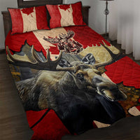 Canada Moose Quilt Bed Set Canadian Flag Maple Leaf Vintage