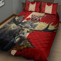 Canada Moose Quilt Bed Set Canadian Flag Maple Leaf Vintage