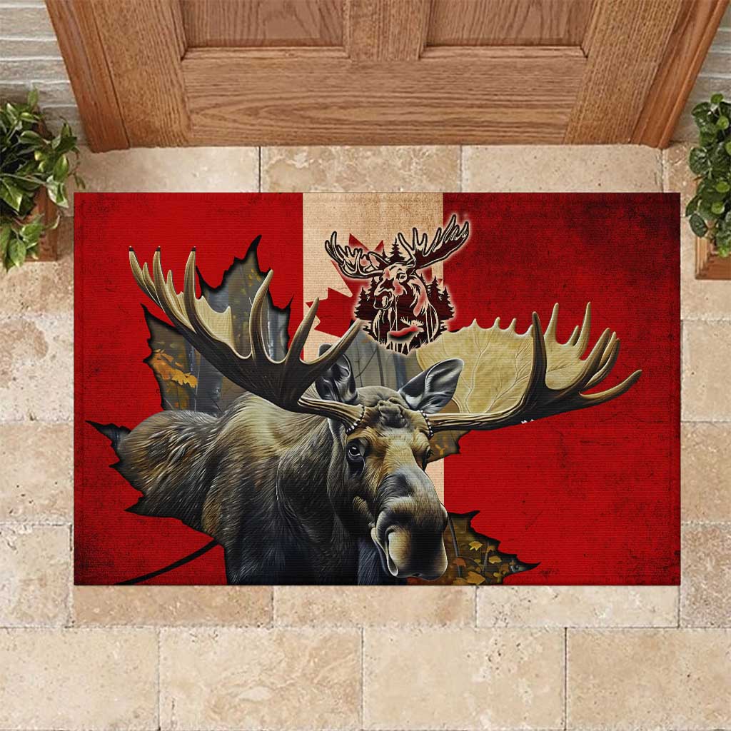 Canada Moose Rubber Doormat Canadian Flag Maple Leaf Vintage