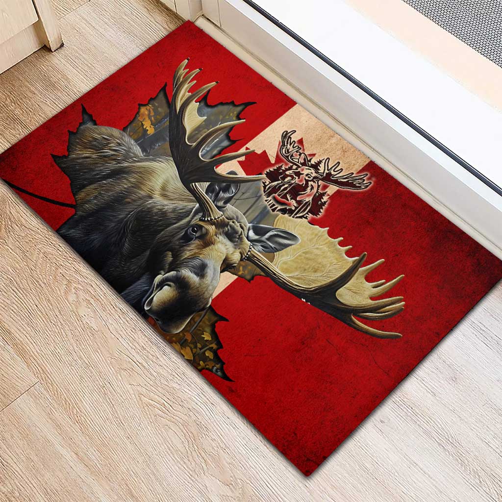 Canada Moose Rubber Doormat Canadian Flag Maple Leaf Vintage