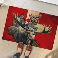 Canada Moose Rubber Doormat Canadian Flag Maple Leaf Vintage