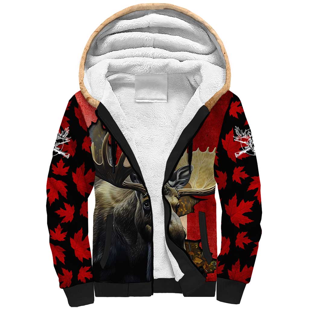 Personalized Canada Moose Sherpa Hoodie Canadian Flag Maple Leaf Vintage