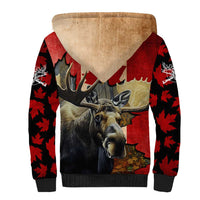 Personalized Canada Moose Sherpa Hoodie Canadian Flag Maple Leaf Vintage