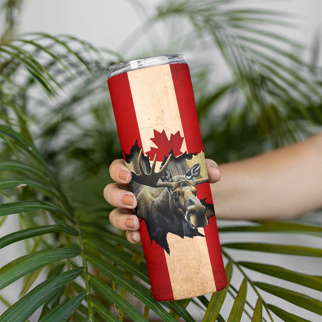 Canada Moose Skinny Tumbler Canadian Flag Maple Leaf Vintage