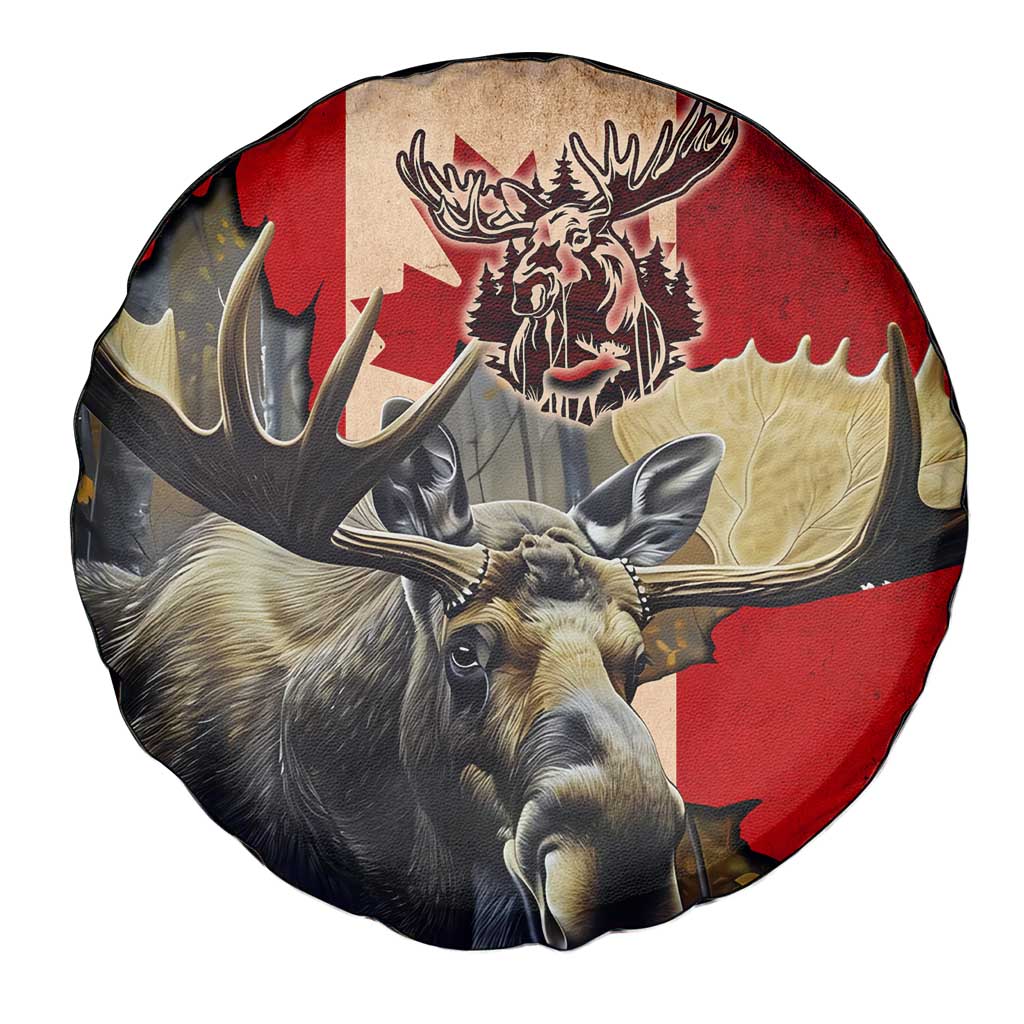 Canada Moose Spare Tire Cover Canadian Flag Maple Leaf Vintage