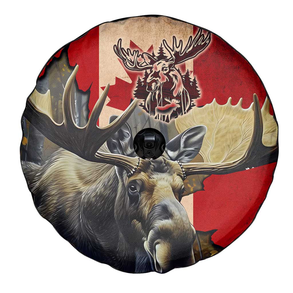 Canada Moose Spare Tire Cover Canadian Flag Maple Leaf Vintage