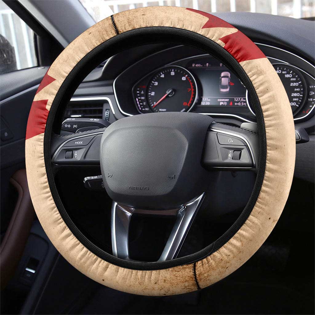 Canada Moose Steering Wheel Cover Canadian Flag Maple Leaf Vintage