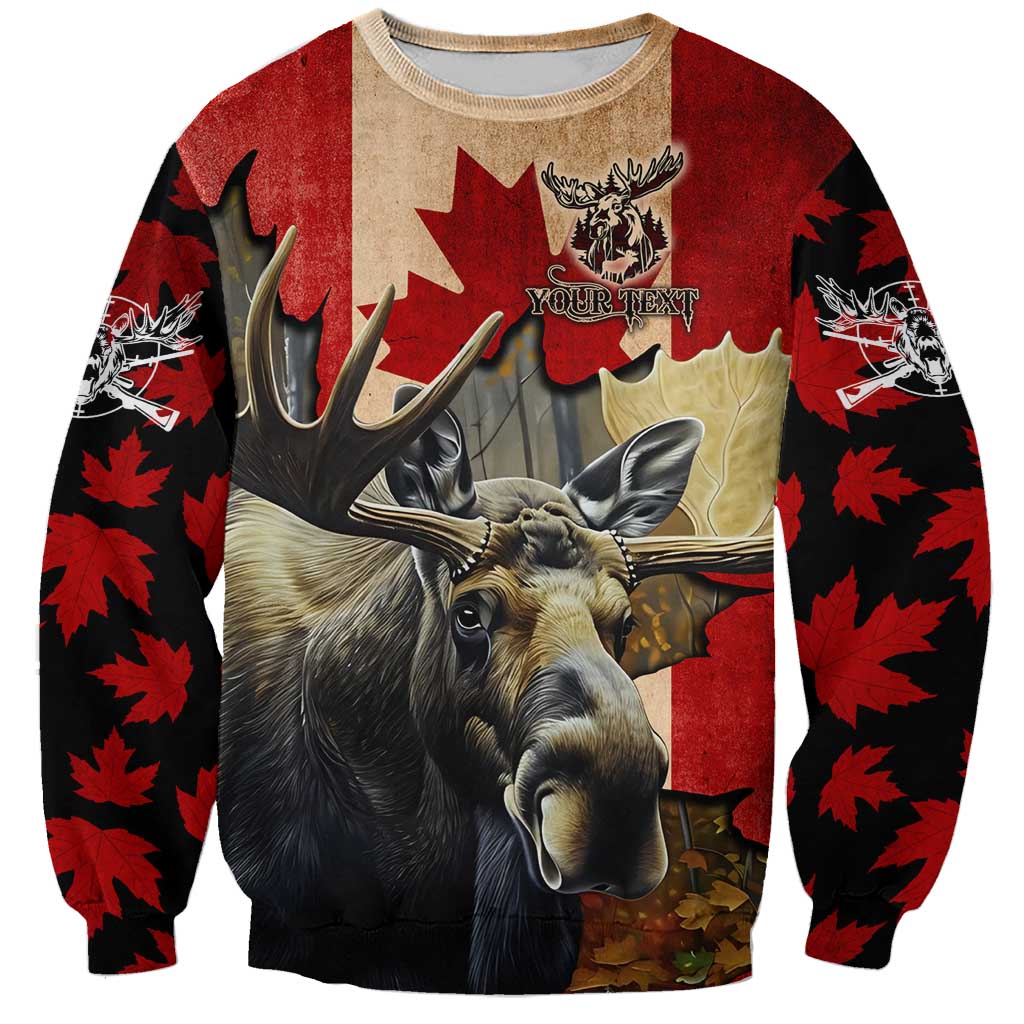 Personalized Canada Moose Sweatshirt Canadian Flag Maple Leaf Vintage