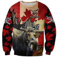 Personalized Canada Moose Sweatshirt Canadian Flag Maple Leaf Vintage