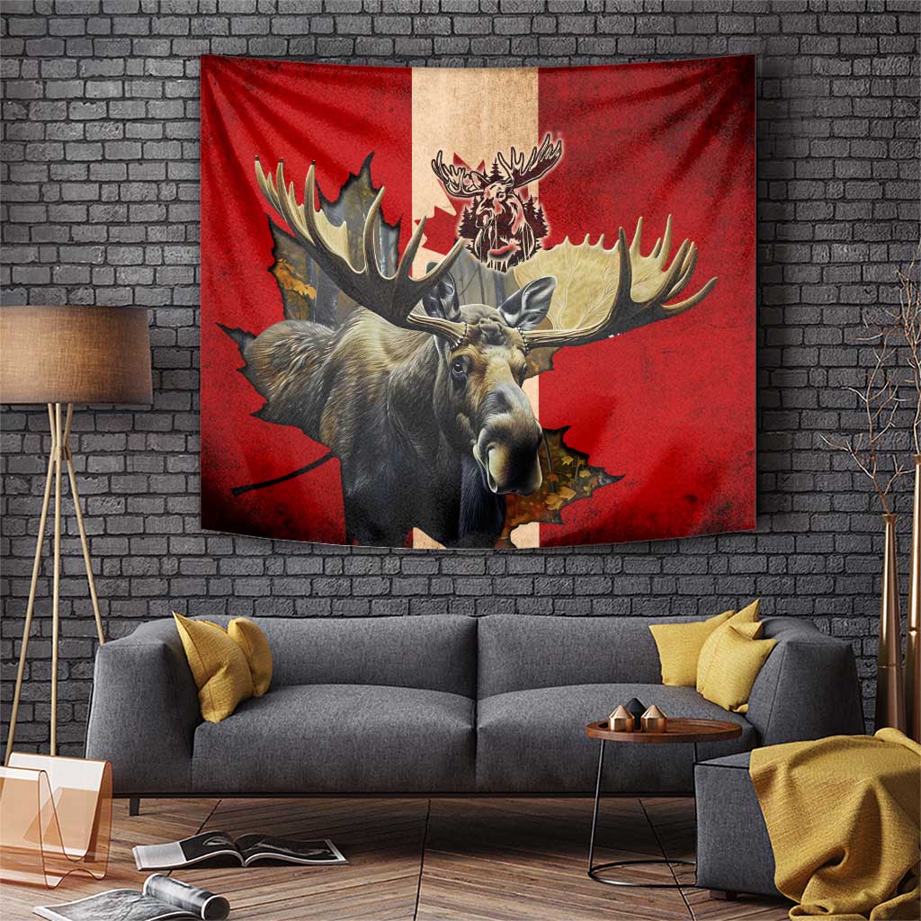 Canada Moose Tapestry Canadian Flag Maple Leaf Vintage