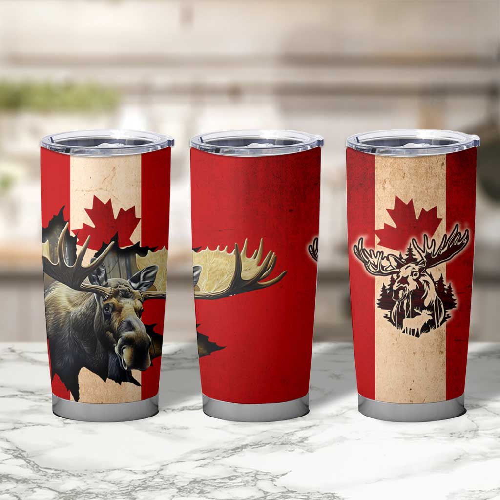 Canada Moose Tumbler Cup Canadian Flag Maple Leaf Vintage