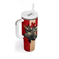 Canada Moose Tumbler With Handle Canadian Flag Maple Leaf Vintage