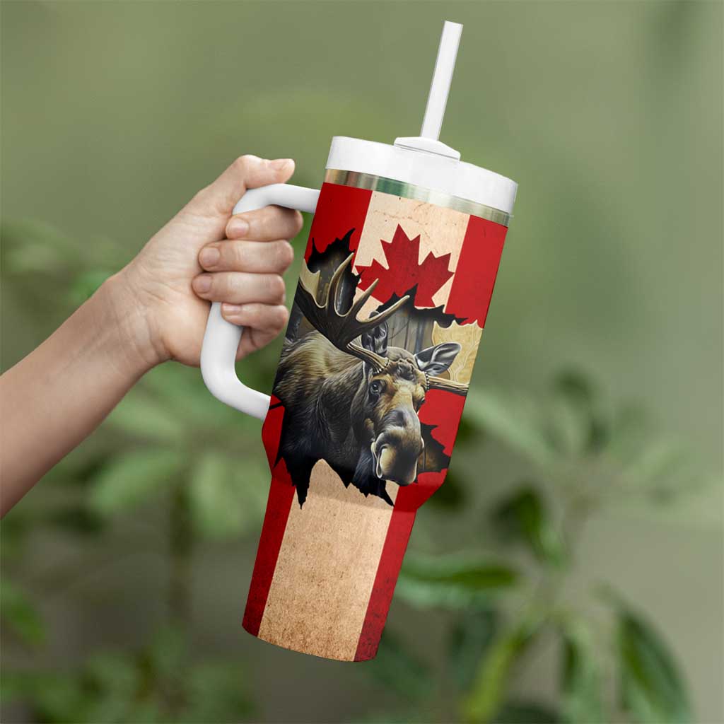 Canada Moose Tumbler With Handle Canadian Flag Maple Leaf Vintage