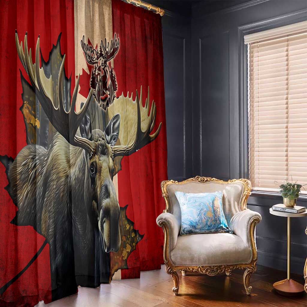 Canada Moose Window Curtain Canadian Flag Maple Leaf Vintage