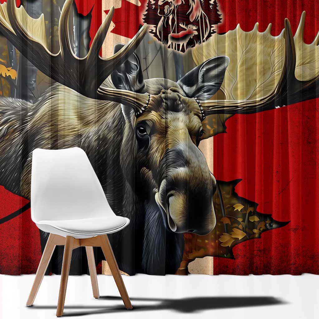 Canada Moose Window Curtain Canadian Flag Maple Leaf Vintage