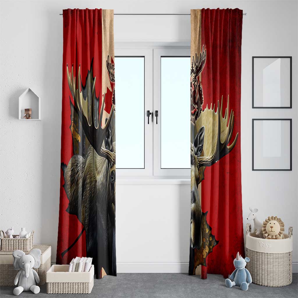 Canada Moose Window Curtain Canadian Flag Maple Leaf Vintage