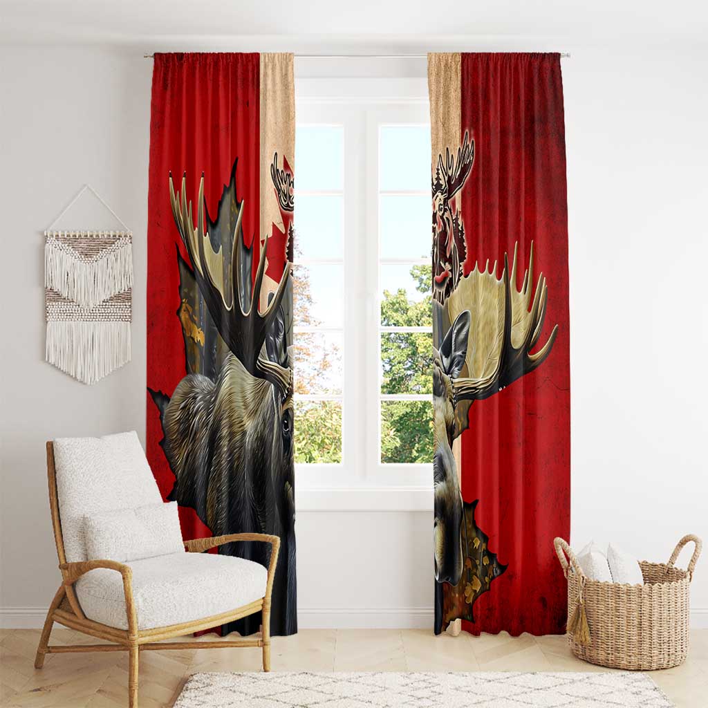 Canada Moose Window Curtain Canadian Flag Maple Leaf Vintage