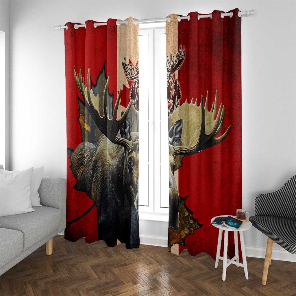 Canada Moose Window Curtain Canadian Flag Maple Leaf Vintage