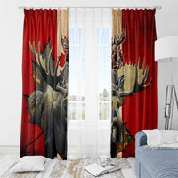 Canada Moose Window Curtain Canadian Flag Maple Leaf Vintage