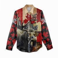 Personalized Canada Moose Women Casual Shirt Canadian Flag Maple Leaf Vintage