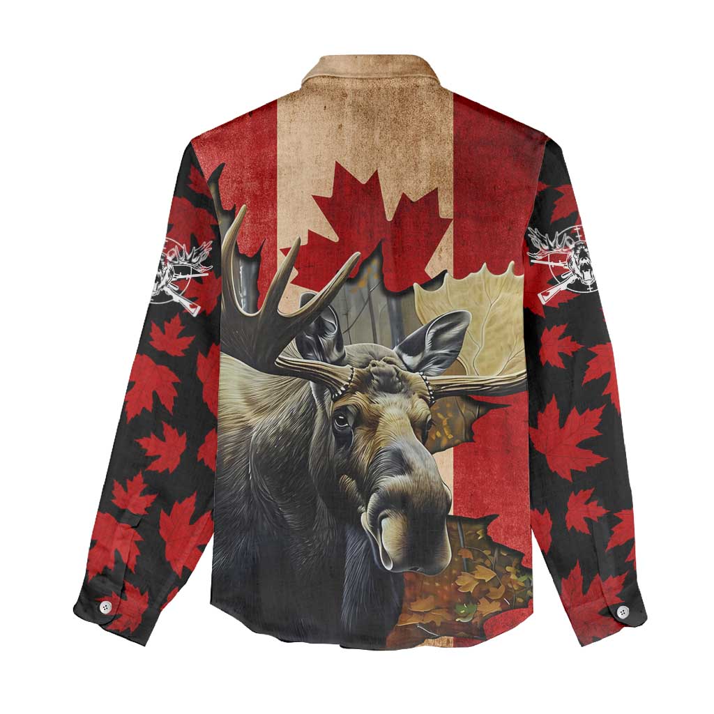 Personalized Canada Moose Women Casual Shirt Canadian Flag Maple Leaf Vintage