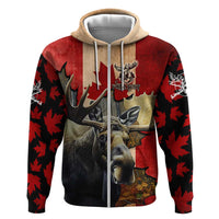 Personalized Canada Moose Zip Hoodie Canadian Flag Maple Leaf Vintage