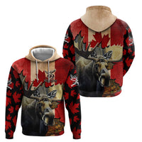 Personalized Canada Moose Zip Hoodie Canadian Flag Maple Leaf Vintage