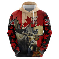 Personalized Canada Moose Zip Hoodie Canadian Flag Maple Leaf Vintage