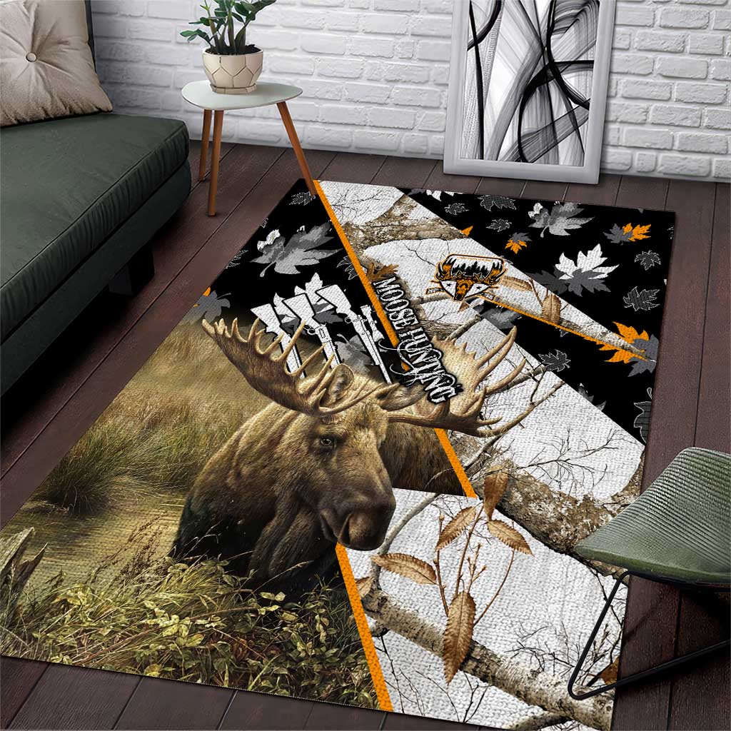 Moose Hunting Area Rug Autumn Wilderness Adventure Camo
