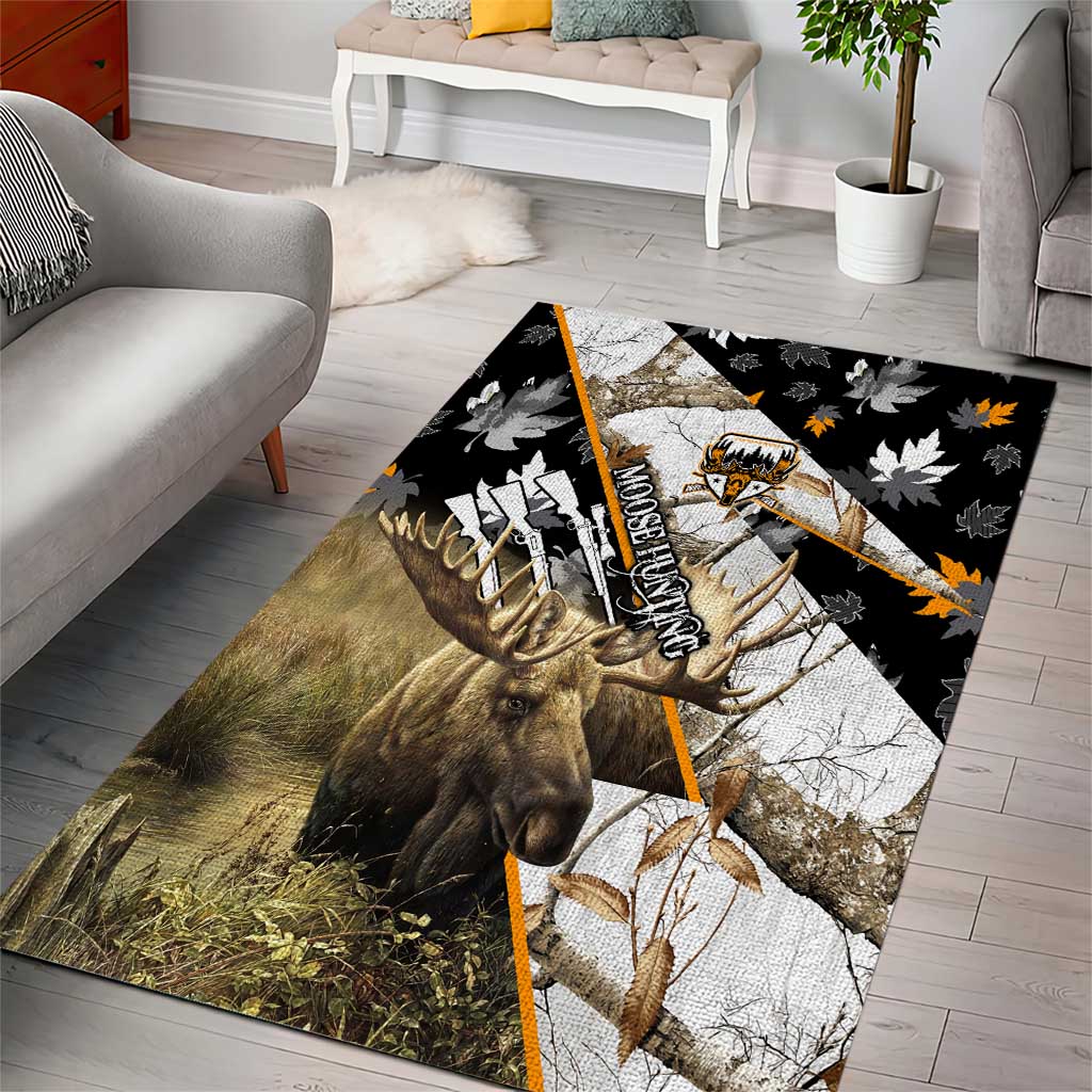 Moose Hunting Area Rug Autumn Wilderness Adventure Camo