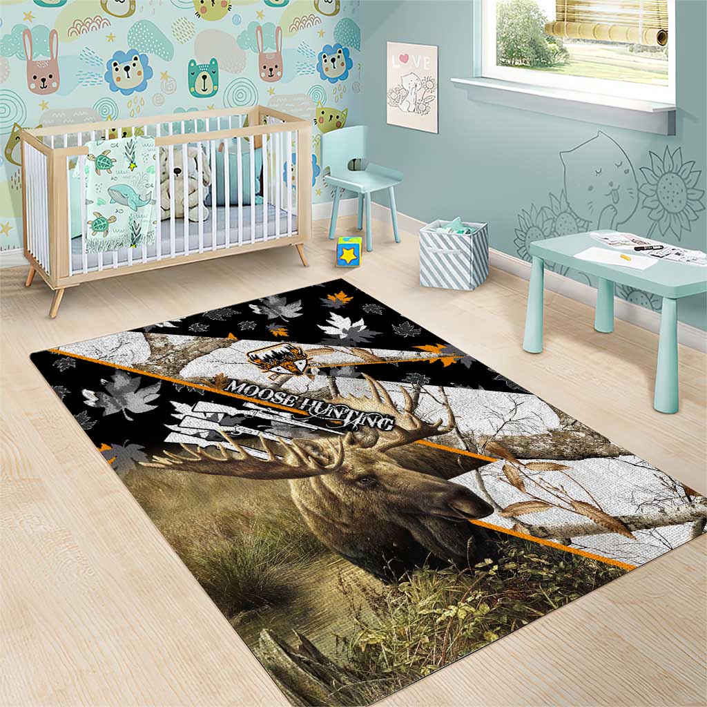 Moose Hunting Area Rug Autumn Wilderness Adventure Camo