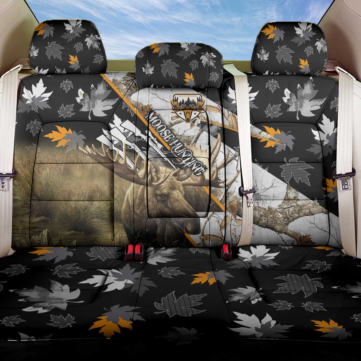 Moose Hunting Back Car Seat Cover Autumn Wilderness Adventure Camo
