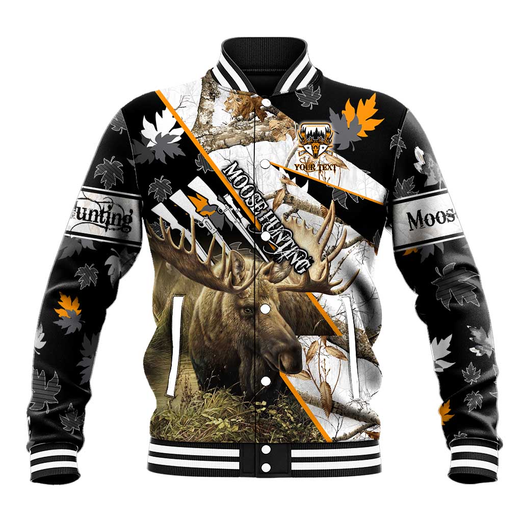 Personalized Moose Hunting Baseball Jacket Autumn Wilderness Adventure Camo