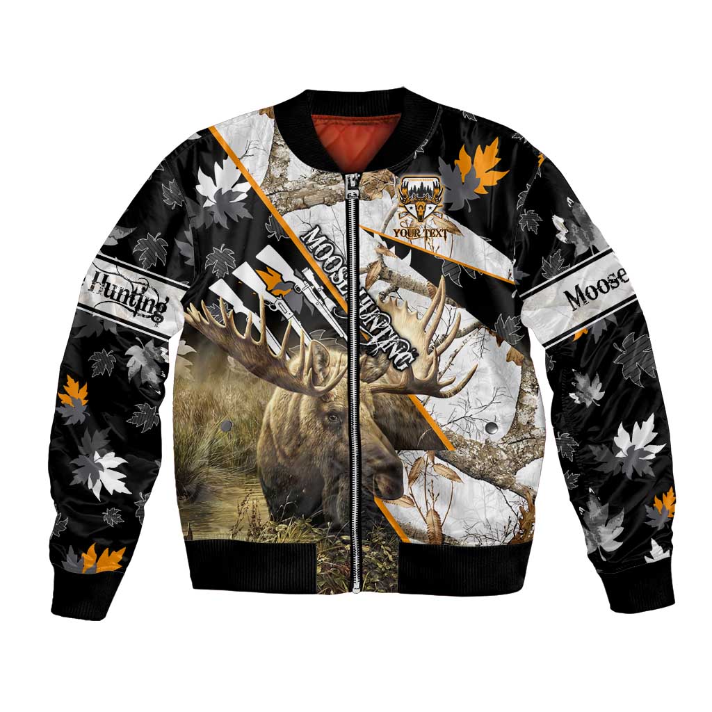 Personalized Moose Hunting Bomber Jacket Autumn Wilderness Adventure Camo