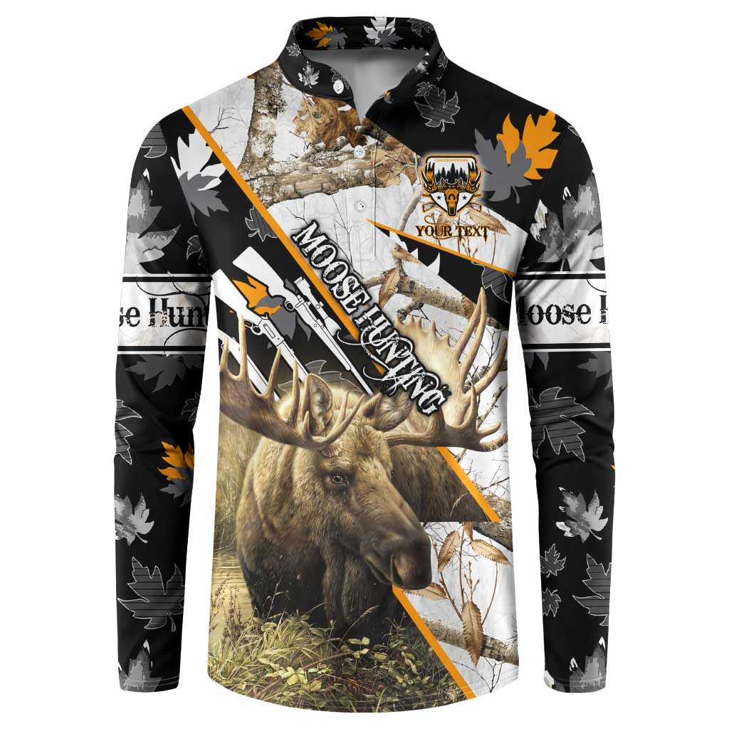 Personalized Moose Hunting Button Sweatshirt Autumn Wilderness Adventure Camo