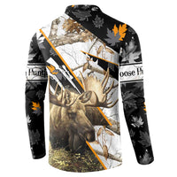 Personalized Moose Hunting Button Sweatshirt Autumn Wilderness Adventure Camo
