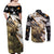 Personalized Moose Hunting Couples Matching Off Shoulder Maxi Dress and Long Sleeve Button Shirt Autumn Wilderness Adventure Camo