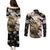 Personalized Moose Hunting Couples Matching Puletasi and Long Sleeve Button Shirt Autumn Wilderness Adventure Camo