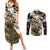 Personalized Moose Hunting Couples Matching Summer Maxi Dress and Long Sleeve Button Shirt Autumn Wilderness Adventure Camo