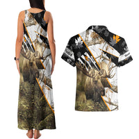 Personalized Moose Hunting Couples Matching Tank Maxi Dress and Hawaiian Shirt Autumn Wilderness Adventure Camo