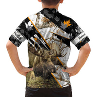 Personalized Moose Hunting Family Matching Off The Shoulder Long Sleeve Dress and Hawaiian Shirt Autumn Wilderness Adventure Camo