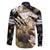 Personalized Moose Hunting Family Matching Off The Shoulder Long Sleeve Dress and Hawaiian Shirt Autumn Wilderness Adventure Camo